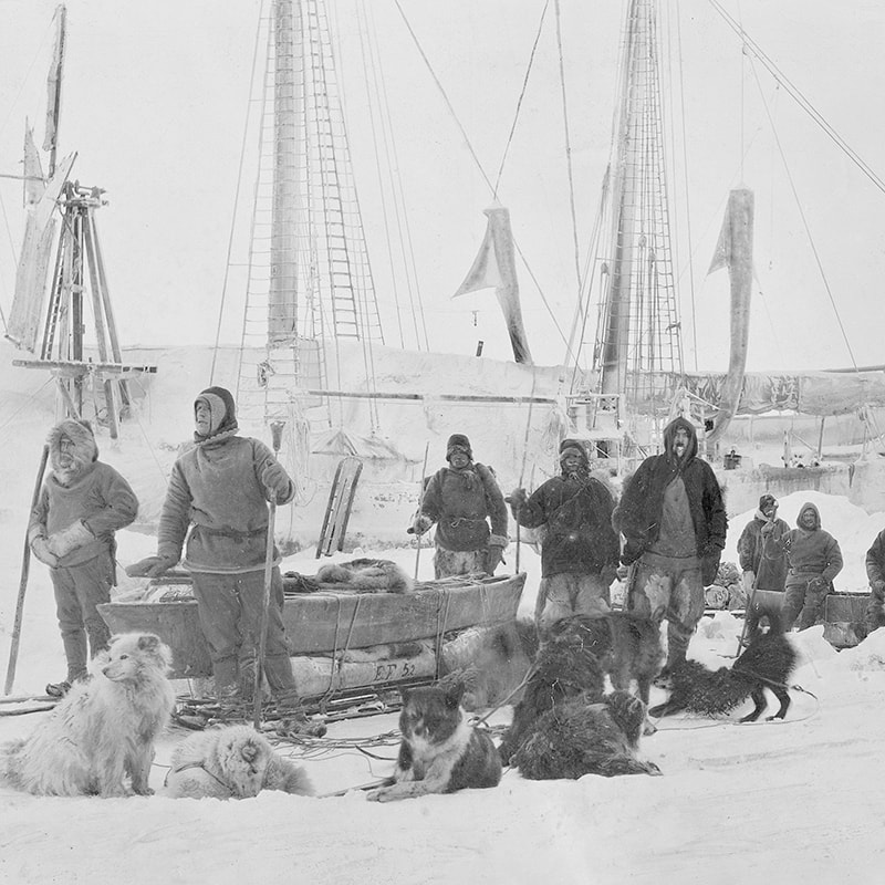 <p>Explorer Nansen prepares to leave his ship Fram to begin his sledge journey to the North Pole (Credit: Public Domain)</p>